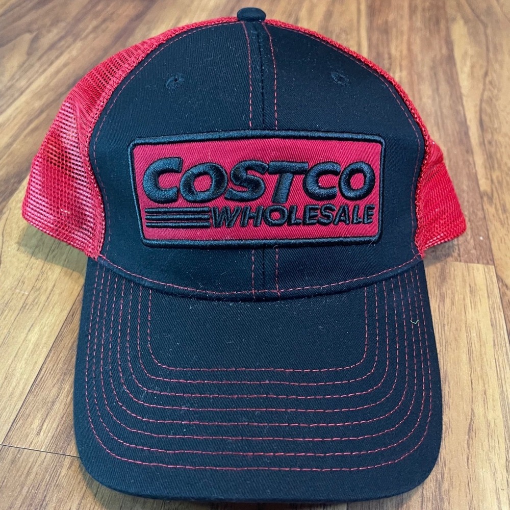 Costco Wholesale Trucker Hat Mens OSFM Snapback Mesh Cap Black Red Bamko Logo